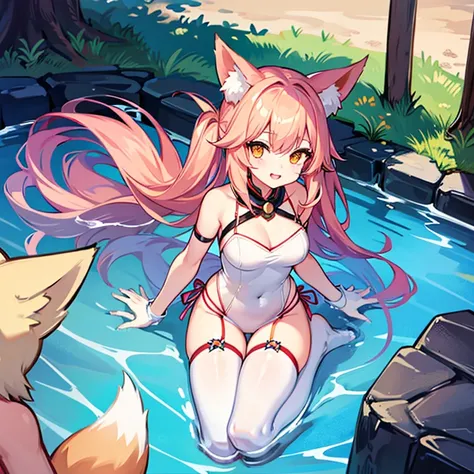 Fox Girl, Fox&#39;s Tail, Nine-Tailed Fox,Fox Ears, Black colored hair, Fox Makeup,One Girl、 Kimono with open chest, Body size is 100-70-90!、Nice body, Avatar, face, Open chest, lewd face, Dominant representation, naughty face,Big Breasts,Emphasize cleavag...