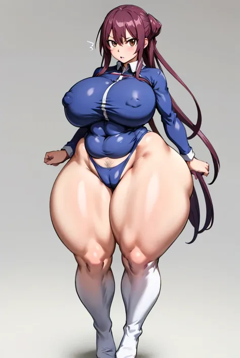 Long Hair、Knee-high socks、One Girl,Precise five fingers、{(((Wide Hips)))、 (((plump and thick thighs)))、((Big Ass))、(Big Breasts) Embarrassed look、whole body、Sexy pose。