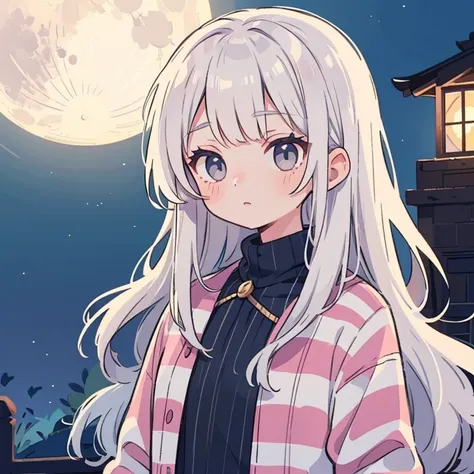 masterpiece, awesome girl, night moon full moon, 1 female, mature woman, younger sister, royal younger sister, cold face, expres...