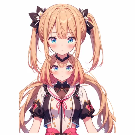 Close-up shot、vtuber half body、Bangs shorter than eyebrows、highest quality、Best illustrations、Very detailed、Upper Body、alone、1 girl、Looking into the camera、upright、Place your arms at your sides、Beautiful fine details、Concept Art、from the front、White Backgr...