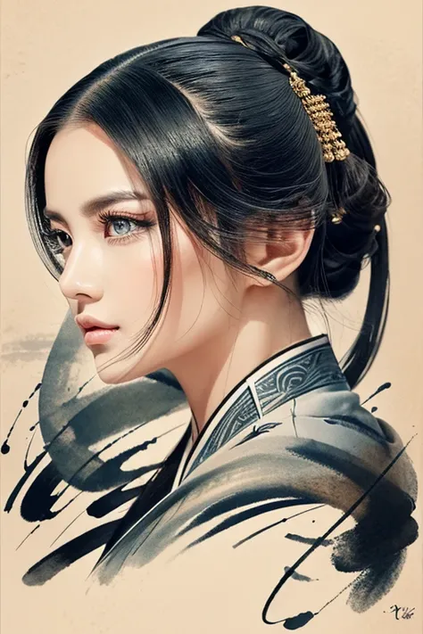 (best quality,highres,masterpiece:1.2),ultra-detailed,full body shot,beautiful detailed eyes,beautiful detailed lips,extremely detailed eyes and face,longeyelashes,sexy woman practicing Kung Fu,artwork made with traditional Chinese ink painting,graceful mo...