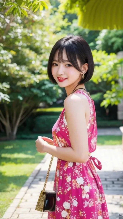 (8k, Photorealistic, Raw photo, Highest quality: 1.4),Japanese idol style１Beautiful girl of the person,18-year-old,Short bob hairstyle,Black Hair,She has her hair tucked behind her ears,She has small earrings in her ears,Big, clear grey eyes,Long eyelashes...