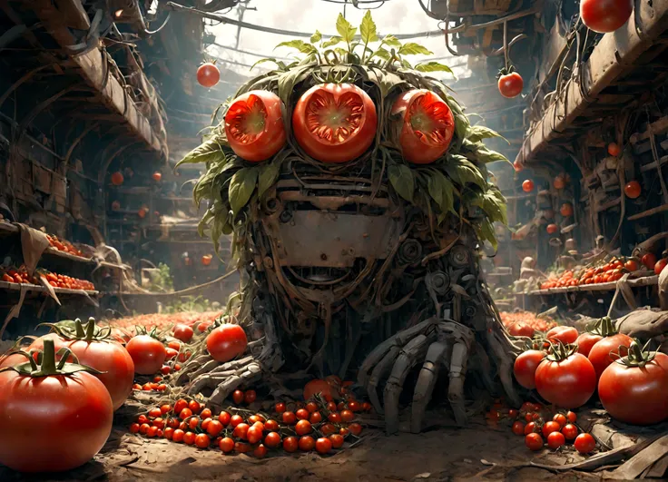 a man made out of tomatos