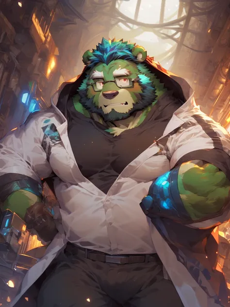 masterpiece ,best quality ,delicate face ,delicate eyes ,perfect anatomy ,Super detailed ,depth of field ,perfect lighting ,light particles ,Vibrant colors , sharp lineart, adventurer cloth ,masterpiece,high quality,anime,detailed eyes,furry male Green Bea...