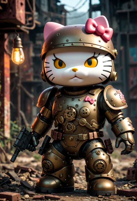 Post-apocalyptic aesthetic Hello Kitty in power armor