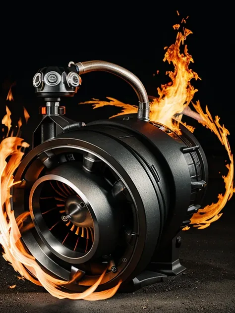 Turbocharger with fire surrounding logo