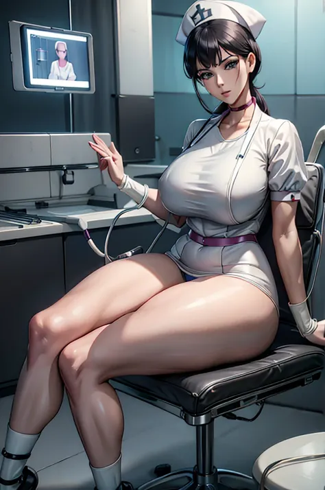 nurse uniform,hospital, latex nurse suit,nurses,busty,elbow gloves,labcoat,black hair woman,grey eyes , gigantic ,medical instruments,asian nurse,two nurses,speculum,examination room,oversize ,big ass ,strap on, lay on table ,legs spreaded,giving birth,gyn...