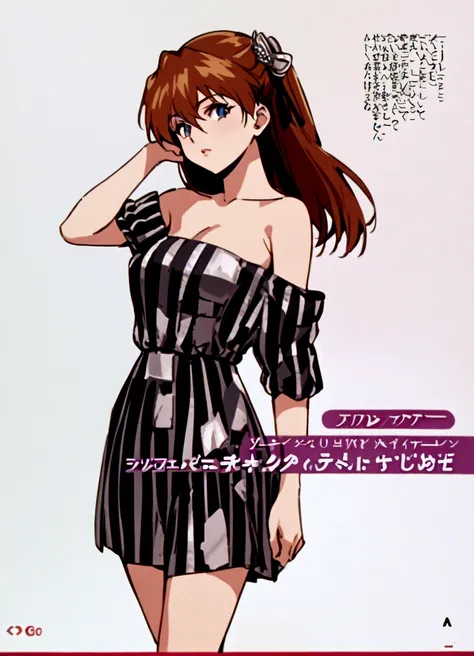 Asuka Langley Soryu, Long Hair, bangs, blue eyes, Brown Hair, hair ornaments,Off the shoulder