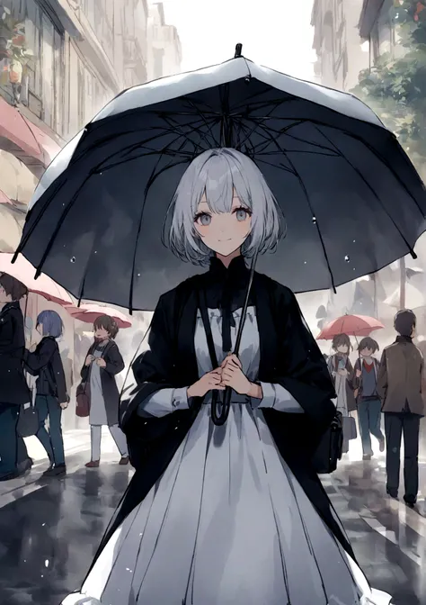 I see a young girl，She wore a light dress，Carry a small bag，Thin hair fluttering in the wind。She has a beautiful face，Eyes are clear and bright。

The girl had a special umbrella，This umbrella is transparent，No frills，The surface of the umbrella is wide and...