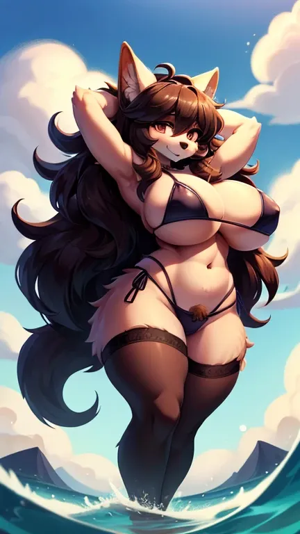 Perfect balance, perfect anatomy, masterpiece (arms with thick animal hair)
, (Torso with thick animal hair), (Legs with thick animal hair), ((Human whose whole body is covered with animal hair: 1.2)), Cute girl, ((Hairy girl)), ((furry )), Big breasts, (h...