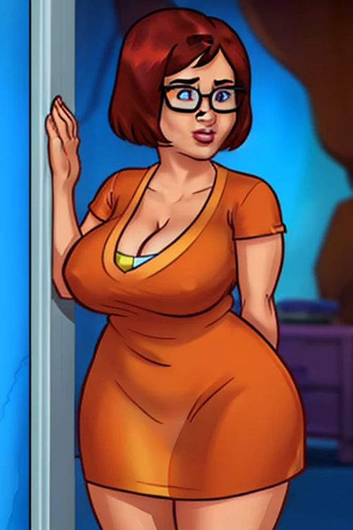 Velma com vestido curto mostrando sua bucetinha molhadinha fudida pelo o Scooby doo de quatro