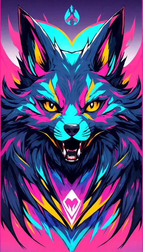 Create a wolf logo for a digital channel with vibrant, high-resolution colors