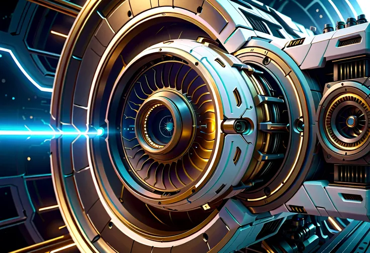 close-up view of hyperdrive engine, cold fusion source of energy, high quality digital concept art, stunning sci-fi concept art, 8k high detail concept art, 4k resolution concept art, detailed digital concept art, game design