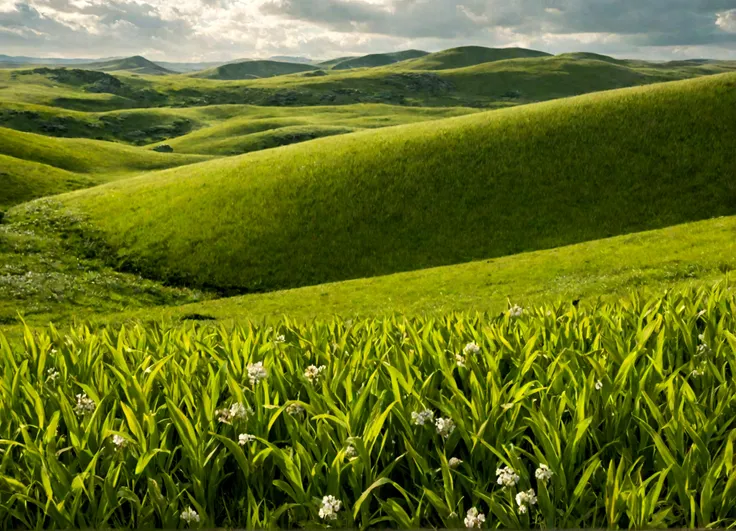 plains, terra seca, terra rachada, montanhas ao fundo, florido, relva, greenish plains