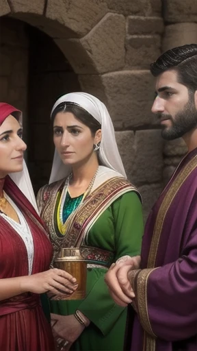 group of handsome judaean woman gathered together, focus on the characters faces.