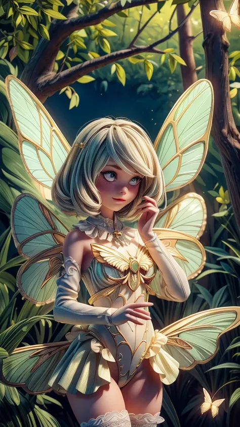 a beautiful girl with moth wings, intricate moth wings, detailed moth wing patterns, ethereal moth girl, delicate moth features,...