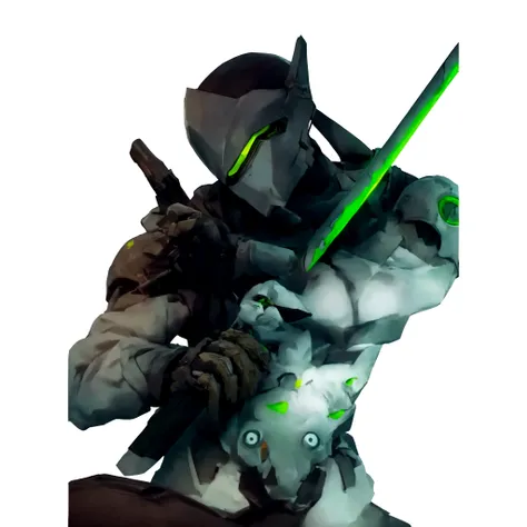 un primer plano de una persona sosteniendo una espada y un casco, genji supervisory, genji, supervisory, personaje supervisory, echo supervisory, baptiste supervisory, Aspecto de Overwatch, as personaje supervisory, as an personaje supervisory, Arte oficia...