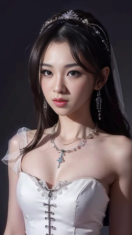 best quality, masterpiece, highres, 1girl,china wedding dress,hair ornament,necklace, jewelry,Beautiful face,upon_body, tyndall effect,photorealistic, dark studio, rim lighting, two tone lighting,(high detailed skin:1.2), 8k uhd, dslr, soft lighting, high ...