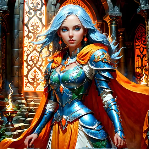 fantasy art, dnd art, RPG art, wide shot, (masterpiece: 1.4) a (portrait: 1.3) intense details, highly detailed, photorealistic, best quality, highres, portrait a female (fantasy art, Masterpiece, best quality: 1.3) ((blue skin: 1.5)), intense details faci...