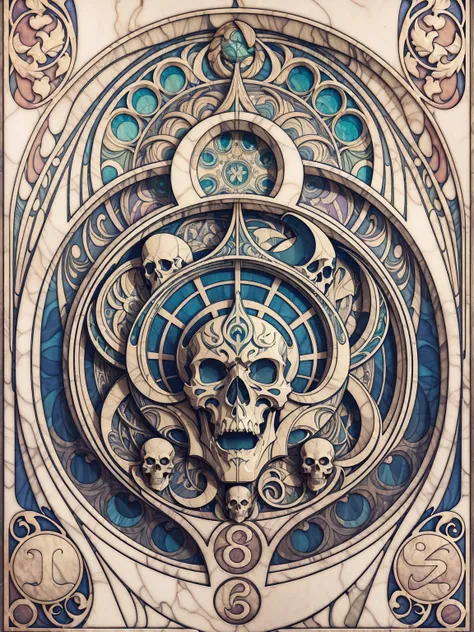 ((Art Nouveau Style)); Stone Cold Steve Austin Skull; symmetrical with thick lines, Fibonacci, golden ratio, 3D metal structure tessellation, neural graphic, neurons, color, love, passion, incredibly detailed, 8k, masterpiece, artstation, surreal
