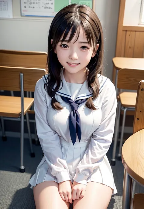 (highest quality,masterpiece:1.3,ultra high resolution),(Super detailed、caustics) (Photoreal:1.4, RAW shooting、)ultra-realistic capture、very detailed、natural skin texture、masterpiece、(junior high school sailor suit:1.3)、1 Japanese girl、adorable expression、...