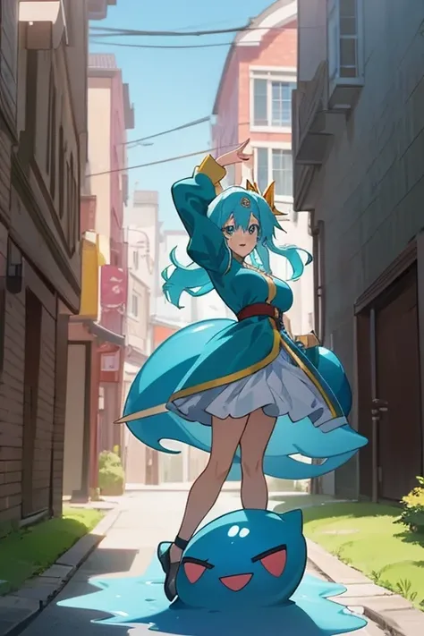 Many dancers，Custom woman，
Anime characters posing in front of buildings，seven deadly sins anime，konosuba，konosuba anime style，Popular isekai anime，Reincarnation Shitara Slime Dattaken，Today’s featured anime stills，cartoon&quot;，Anime Visual，Reincarnated a...