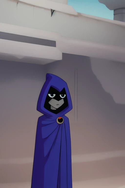 score_9, score_8_up, score_7_up, volumetric lighting,
white raven, 1girl, solo, short hair, purple hair, hood, cape, colored skin, cloak, grey skin, forehead jewel
