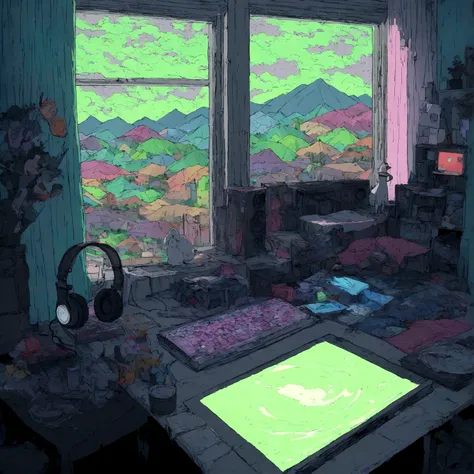 (zero), I am using my computer on the table in my room, Reading surfing the net, Put on your headphones, There are several Windows 98 computers on the table.、창문을 통한 Night Light, Night Light, Neon scenery on a rainy day,Analog Color Theme, Lo-fi Hip Hop , S...