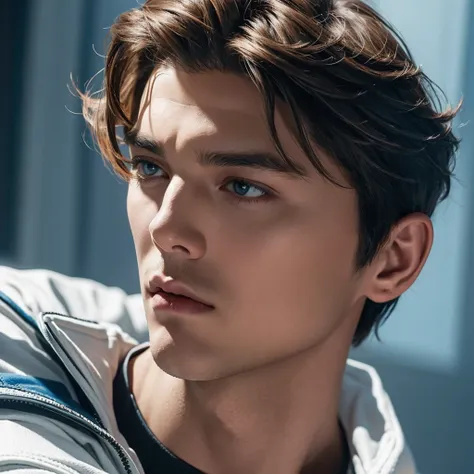 bobby drake, o homem de gelo, x-men, cabelo castanho claro, olhos castanhos, musculoso.