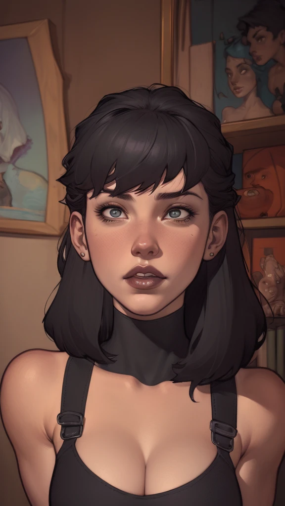 A closeup of a woman in a black top and a black bra, estilo de arte de charlie bowater, Estilo Charlie Bowater, retrato de vampiro, arte do personagem charlie bowater, Alena Aenami e Artgerm, Neoartcore e Charlie Bowater, Charlie Bowater cores ricas e prof...