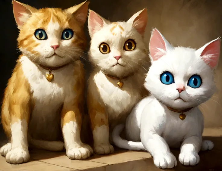 the cat is sitting, Sora like a cat, lovely digital painting, Disney&#39;s white Bambi cat, anime visual of Cute cat, pixar 제작, Erin Hunter, Anatoh Pinstak. pixar, very realistic, White cat, realistic animated cat, sad cat, White cat, very very realistic, ...