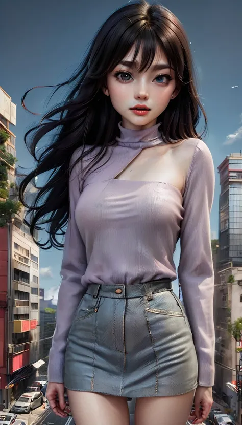 Aerial view of the city、Trampled building、Realistic buildings、View of the main street、Lots of cars、Small city view、Destructive impulse、View from a busy main street、giantess、Giantess、giantess artwork、giantess picture、Inserting a building into a pussy、Holdin...