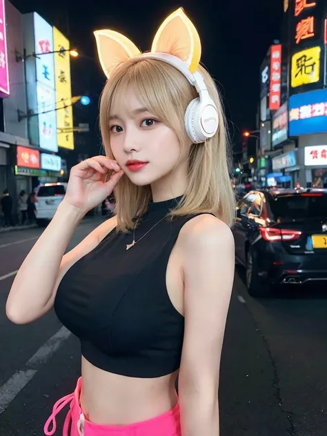 最high quality, masterpiece, 32k、Very detailed、Realistic、1 girl, Japanese women、Big Tits、Big Breasts、bigおっぱい、Cute Face, (photo Actual:1.3),Bob Hair(Golden hair color、Blonde Hairstyles)、Edge lighting, (Skin with attention to detail:1.2), 8k超High resolution, ...