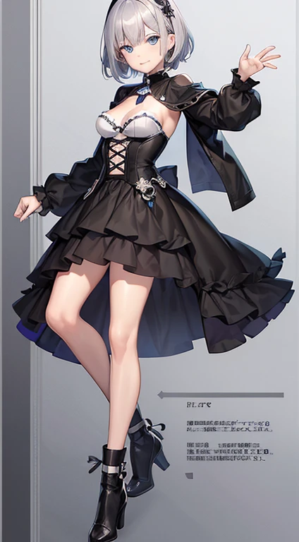 (Character Sheet), (whole body, Reference Sheet), Vtuber reference pose, Character A Pose, ( 1 girl ),((masterpiece)),(((highest quality))),((Character design sheet)), ((whole body画像)) figure,((Detailed face:1.4)) rough sketch, ,A seductive smile,Plain bac...