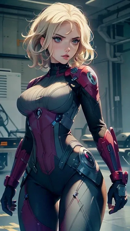 (masterpiece),(Full Body View),(Scarlett Johansson),(Short Platinum Blonde Hair),(Detailed Ass),(Detailed Green Eyes),(Detailed Nose),(Detailed Lips), toned back, wide hips,(Detailed Toned Thighs),(Athletic Figure), Confident Stride: Black Widow walks with...