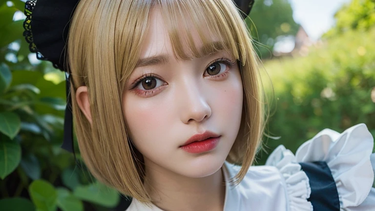 (Bob Cut Hair, Blonde Hair:1.2),(Wearing Gothic Lolita clothes:1.2),1 girl,Japanese,21 years old,(Small breasts:1.3),(highest quality,masterpiece:1.3,超A high resolution,),(Ultra-detailed,Caustics),(Photorealistic:1.4,RAW shooting,)Ultra-Realistic Capture,V...