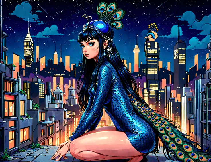Full body portrait, young and beautiful woman in latex bodysuit (ultramarine blue) from _China_, highly detailed eyes and face, beautifully detailed eyes, beautifully detailed lips, beautiful woman, with bangs, very long straight black hair, braided into a...