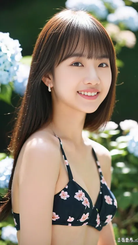 最high quality、high quality、Best image quality、8k、Floral Bikini、最High resolution、High resolution、最high quality、masterpiece、RAW Photos、whole body写真、Detailed and realistic human body、Detailed and realistic skin、Realistic face in every detail、Detailed and real...