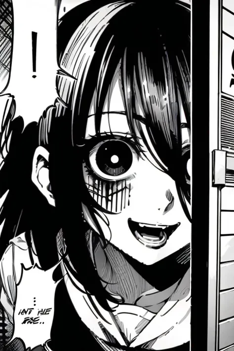 Girl with short black hair and bangs screaming in pain, manga page with panels and dialogue 