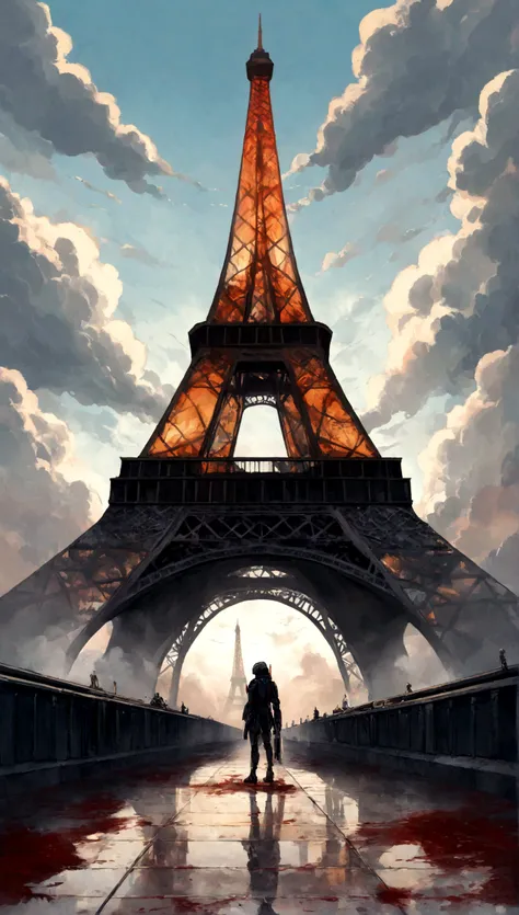 Obra maestra, Obra maestra, hiperrealismo, cinematographic image, 8k, Profundidad de campo, cinema lighting, a post apocalyptic take on the typical iconic image of the (torre eiffel en paris en ruinas),Lleno de verdor, image Post apocalyptic and dystopian....