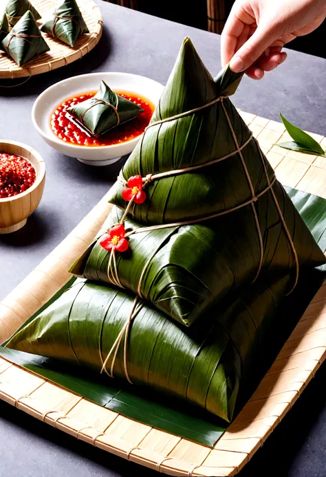 A miniature Eracene，China&#39;Era，A group of people are wrapping giant zongzi with bamboo leaveEra，Extremely creative，TatErauya Tanaka Eratyle。