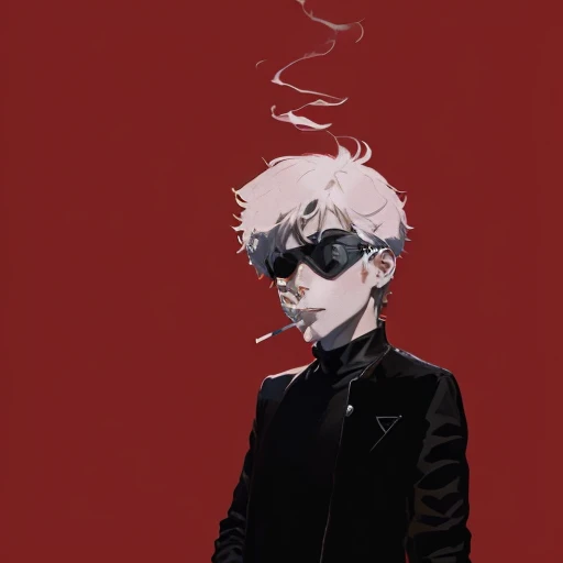 arafed image of a man with a cigarette in his mouth, inspired by Eddie Campbell, inspired by Jean Tabaud, 2d portrait, ken kaneki, he wears an eyepatch, kaneki ken, portrait of ((mischievous)), high quality fanart, persona 5 inspired, smooth andy warhol st...