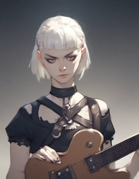 score_9, score_8_up, score_7_up, score_6_up, score_5_up, score_4_up, source_anime, portrait 1girl, solo, metal rock Gothic 1girl holding a guitar, 