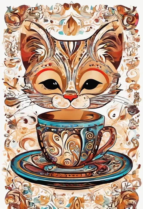 Gato con coffee