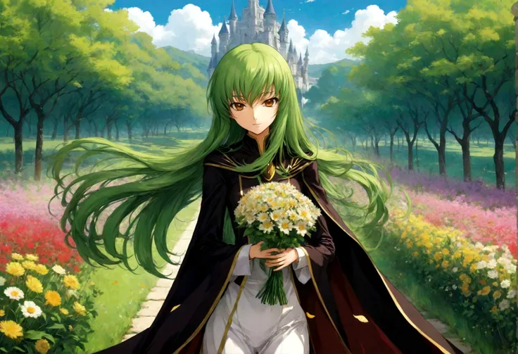 1girl, code geass, c.c., "code geass lelouch of the rebellion", solo, (green hair), by tang yau hoong, cc_codegeass, long hair, ...