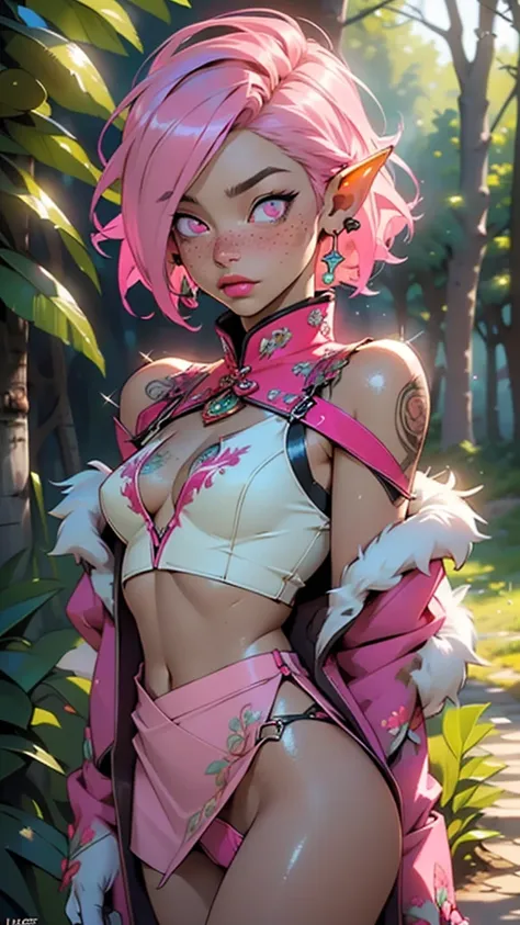 cute  elf,(((little ,tiny little body,little))),(((26 years old))),((anime elf  with extremely cute and beautiful fuchsia hair)), (((elf))), (((elf ears))),

(((Small chest))),((((fuchsia hair:1.35,short fuchsia hair,colored inner hair,ear breathing)))),((...