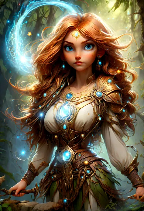 high details, best quality, 16k, [ultra detailed], masterpiece, best quality, (extremely detailed), dynamic angle, ultra wide shot, photorealistic, ((fantasy art)), dnd art, rpg art, realistic art, female human druid of the stars, guardian of nature, contr...