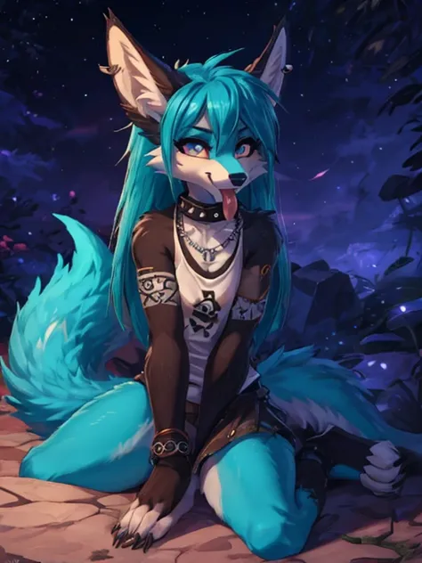 Miku Hatsune, shewolf shy girl alta definicion, aquatic body, pelo azul,orejas de kitsune, tatuaje tribal, pretty girl, 18 year old girl, bebe chica metalera, licra negra corta, camiseta de metal negro, Mirada coqueta, sobre una cama, pose medio lateral cu...