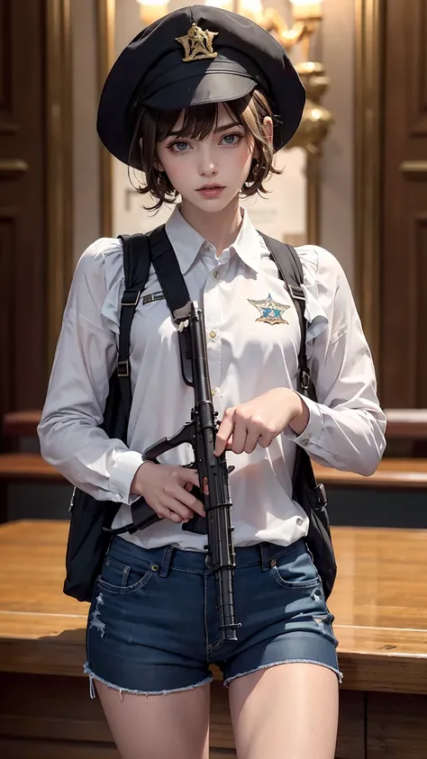 masterpiece, highest quality, One boy, Cowboy Shot, Delicate eyes, uniform,  AK 47, Now, Kalashnikov_rifle, assault_rifle, Holding_gun