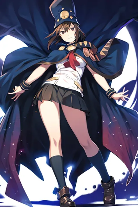 masterpiece, best quality, 1girl,night, cape, looking_at_viewer, boogiepop,big breast, full body